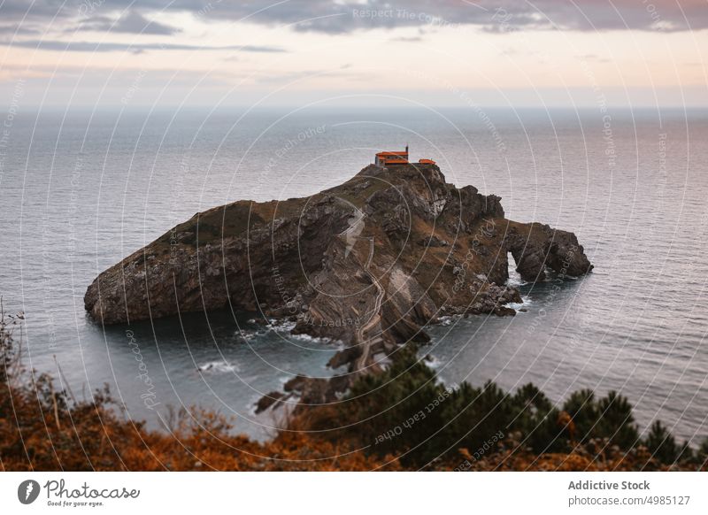 Landschaft der Insel San Juan de Gaztelugatxe san Basken Spanien Kirche Natur MEER Kapelle Bermeo Meer Küste Brücke Bakio euskadi Felsen Vizcaya biscay Biskaya