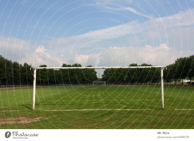 rasenspocht Freizeit & Hobby Sport Ballsport Torwart Fußball Sportstätten Fußballplatz Himmel Schönes Wetter Gras sportlich Fußballtor Sportrasen Sommerpause