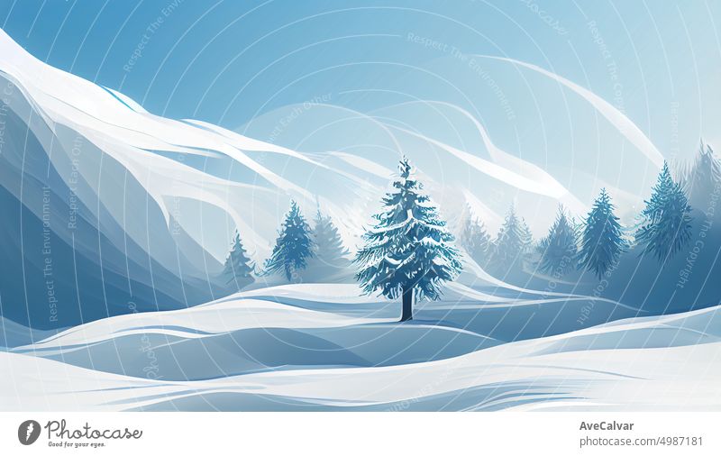 Weihnachten schneebedeckten Winterwald Landschaft mit Kopie Raum. Weihnachtsbaum. Hintergrund, Konzept für Gruß oder Postkarte.Winter-Grußkarte Flugblatt Header Weihnachtsdekoration Hintergrund