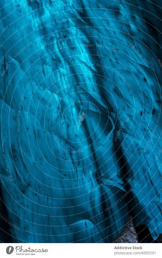 Raue eisige Oberfläche eines Gletschers Kurve Eis gefroren kalt Winter Sauberkeit Saison Frost Vatnajokull Island Nationalpark Klima arktische Temperatur polar