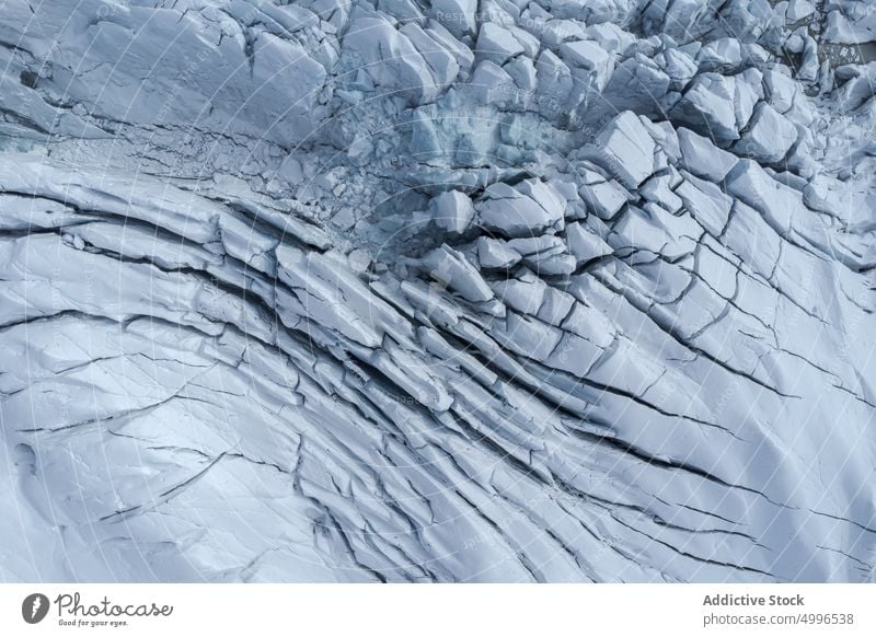 Texturierte massive Eiskappe als abstrakter Hintergrund Gletscher Natur Berghang Geologie Oberfläche Landschaft Formation rau Vatnajokull Island wild Saison