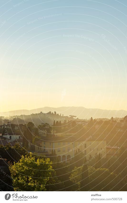 Toscana Landschaft Wolkenloser Himmel Sonnenaufgang Sonnenuntergang Sonnenlicht Frühling Sommer Herbst Schönes Wetter Hügel Florenz Toskana Italien Haus