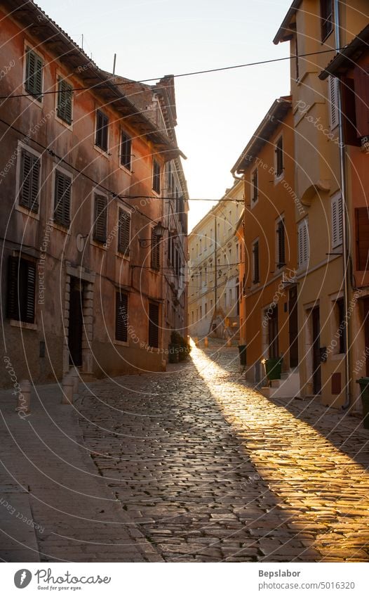 Straßenansicht von Rovigno - Rovinj, Kroatien Istrien Stadt Großstadt Urlaub Sommer Häuser Gebäude Tourismus Natur im Freien Szene reisen Ansicht Durchblick