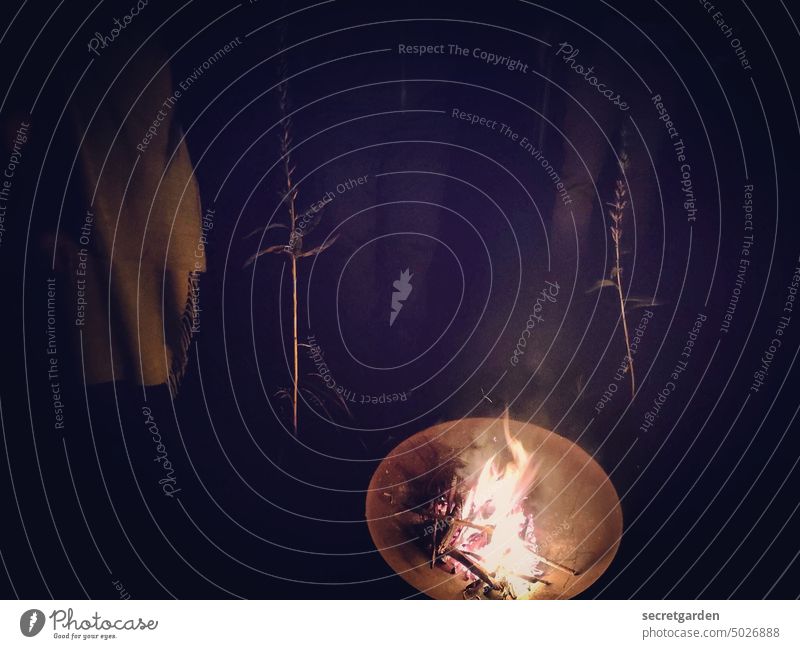 Geisterbeschwörung Feuer Geister u. Gespenster nachts dunkel unheimlich Feuerstelle Feuerschale warm kalt Nacht Licht Angst schwarz gruselig gefährlich heiß