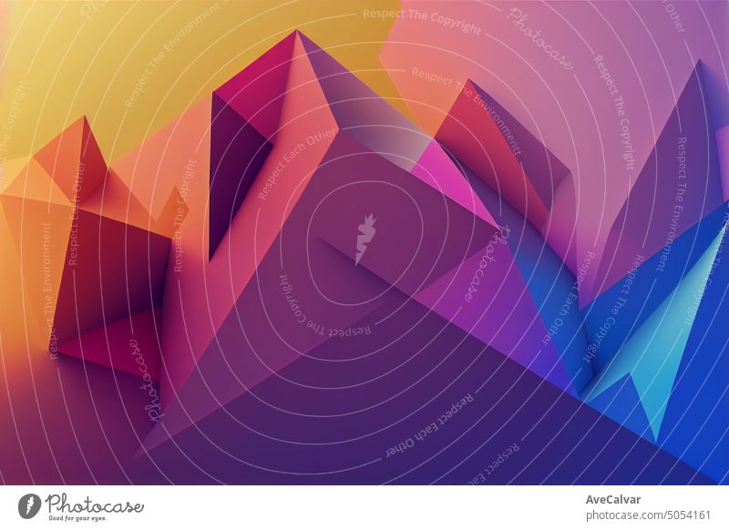 3d-Hintergrund mit geometrischen Formen mit Farbverlauf. Ausgeschnittene flüssige Formen, Farbverlaufsschichten. Schneiden Papiere Kunst. Lila Schnitzen 3d Poster