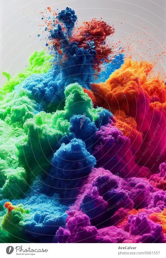 Wallpaper Banner Hintergrund Multicolor Pulver Explosion, Trendfarben mit Kopie Raum. Design-Vorlage. Abstrakte Nahaufnahme Staub auf Hintergrund. Bunte explodieren. Farbe holi