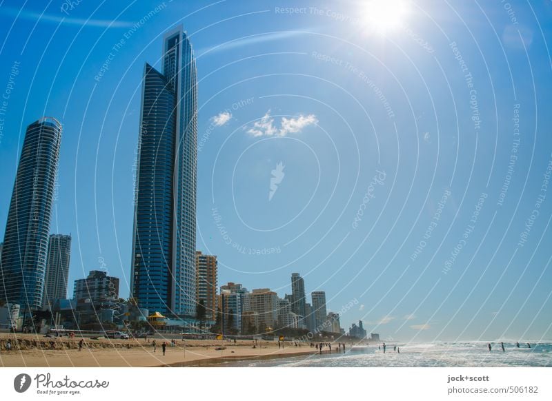 Sunny Side Up Himmel Schönes Wetter Küste Pazifik Pazifikstrand Surfers Paradise Skyline Hochhaus Stimmung Gelassenheit modern Umwelt Stadt Strandleben