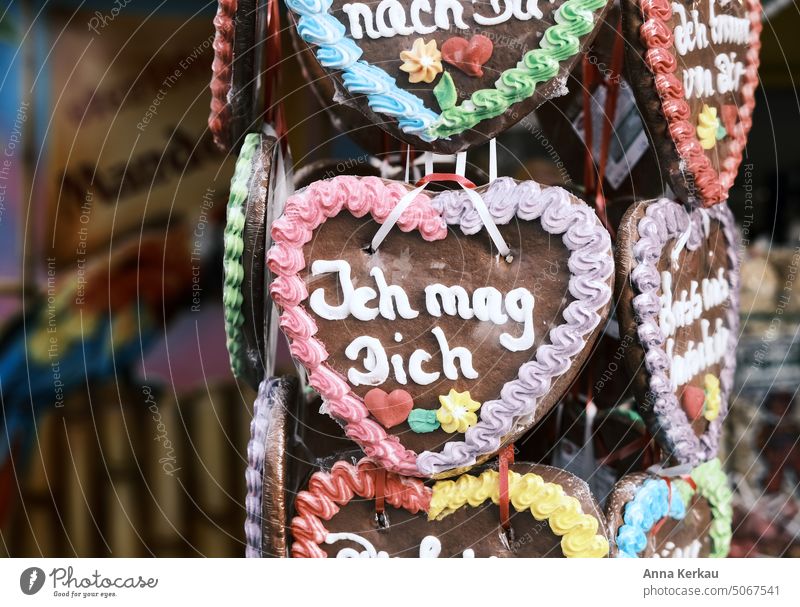 Ein "Ich mag Dich" Lebkuchen- Herzilein Lebkuchenherzen Süßwaren Weihnachtsmarkt nostalgisch Jahrmarkt Liebesgruß Mitbringsel herzlich Liebeserklärung