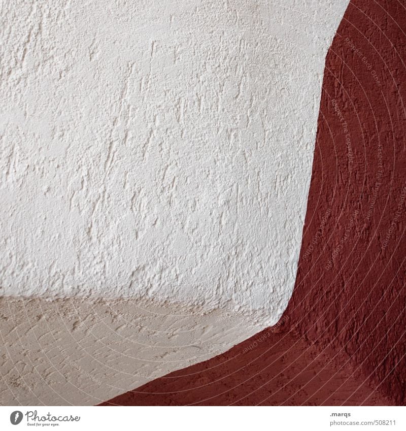 Kante/ Ecke Stil Mauer Wand Beton Linie eckig einfach positiv rot weiß Hintergrundbild Grafik u. Illustration Farbfoto Außenaufnahme Nahaufnahme abstrakt Muster