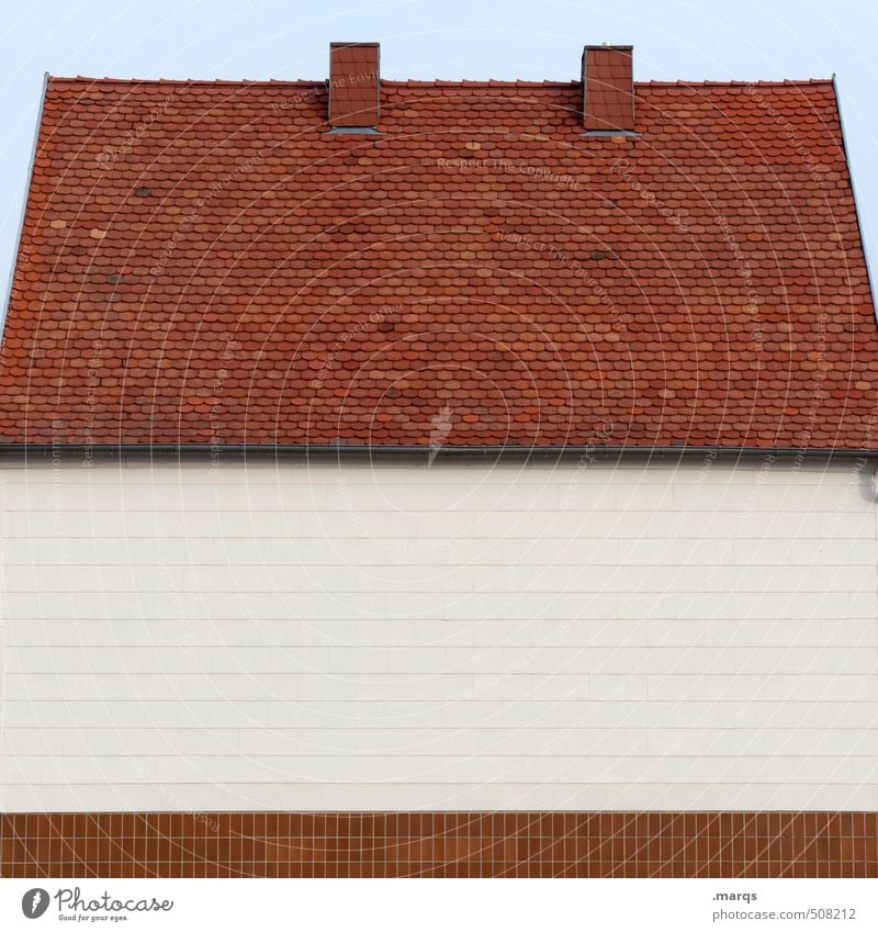 Haus Häusliches Leben Wolkenloser Himmel Einfamilienhaus Gebäude Architektur Fassade Dach einfach Immobilienmarkt Mieter Wohnungssuche Farbfoto Außenaufnahme