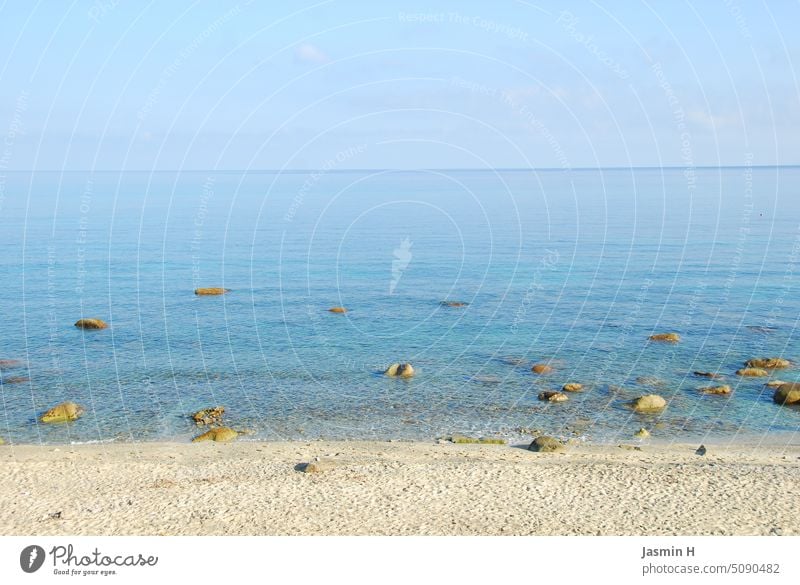 Meer & Strand blau Wasser Himmel Horizont Küste Natur Ferien & Urlaub & Reisen Menschenleer Farbfoto Erholung Landschaft Außenaufnahme Sand Tag Sommer Ferne