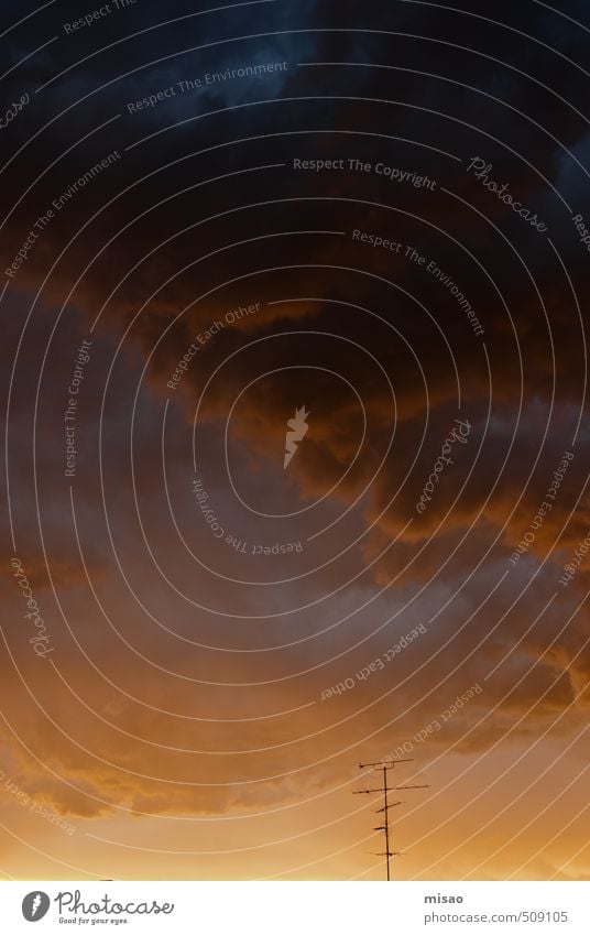 Horus und Odin bei der Arbeit Fernseher Radiogerät Antenne Umwelt Luft nur Himmel Wolken Gewitterwolken Sommer Wetter Schönes Wetter schlechtes Wetter Wärme