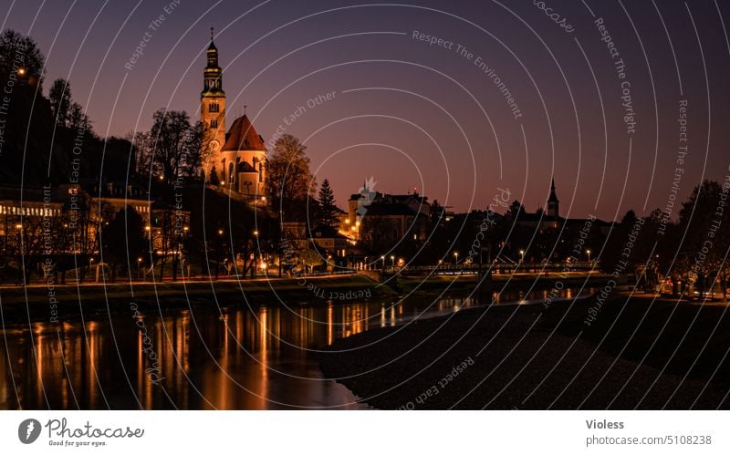 Leprosenhauskirche Salzburg Nacht Beleuchtung Mülln Salzach