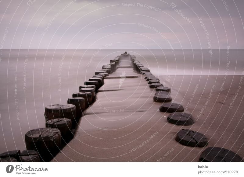 Buhnen Natur Landschaft Urelemente Wasser Himmel Küste Strand Ostsee Meer Unendlichkeit einzigartig Ahrenshoop Meerwasser Horizont Langzeitbelichtung Farbfoto