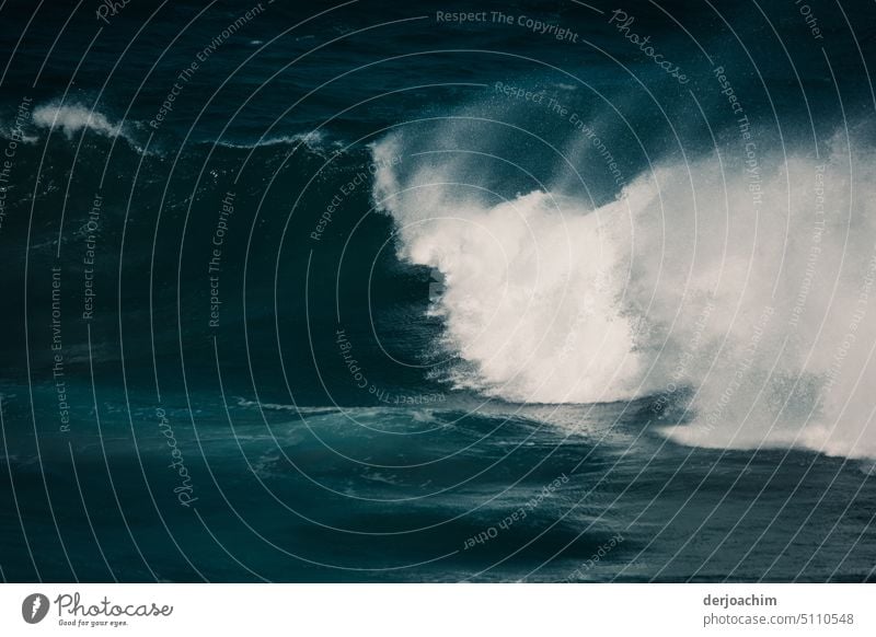 Naturverbunden/ die Gewalt des Meeres und der Wellen. Meerwasser Wasser blau Ozean ozeanisch Wasserfarbe Ferien & Urlaub & Reisen Wellenschlag Wasseroberfläche