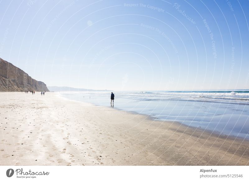 Grenzläufer Strand Küste Meer Wasser Erholung Ferien & Urlaub & Reisen Sand Wellen Natur Horizont Sandstrand Einsamkeit Einkehr Himmel Pazifik Atlantik