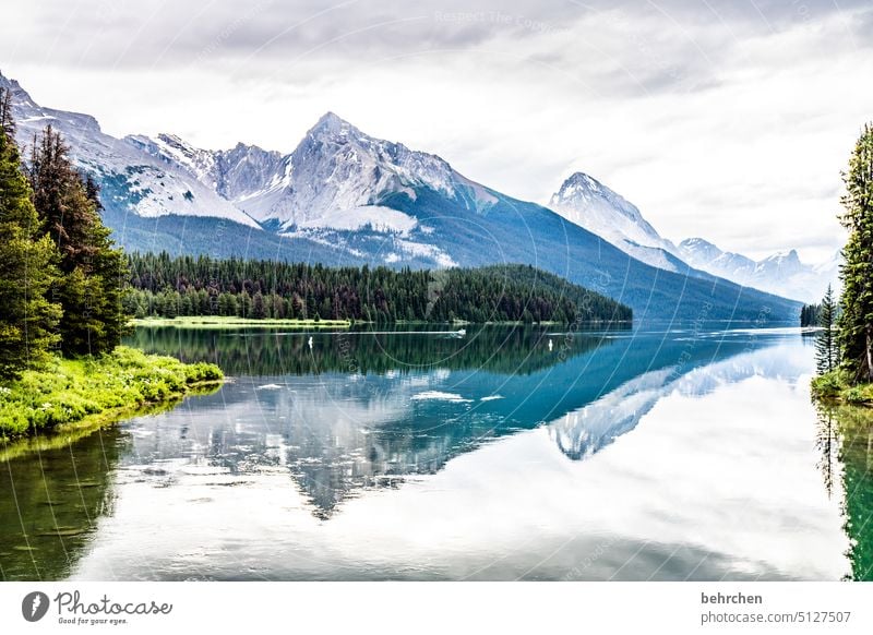 weltspiegel Wolken Alberta Abenteuer Freiheit Jasper National Park See Berge u. Gebirge Kanada Wald Landschaft Bäume Außenaufnahme Natur Rocky Mountains