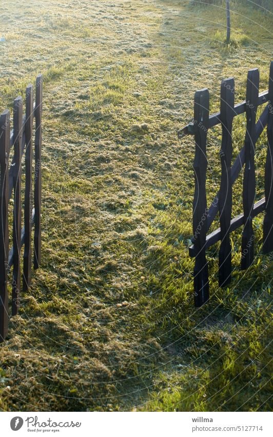 Ich hab den Duft von frisch gemähtem Gras vergessen | naturverbunden gemähtes Gras Rasenmähen Rasenschnitt Rasen mähen Garten Gartentor Gartenzaun Holzzaun