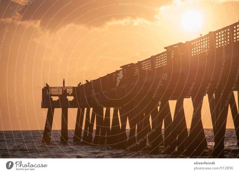 Sonnenaufgang Angeln Ferien & Urlaub & Reisen Sommer Sommerurlaub Strand Meer Natur Himmel Sonnenuntergang Sonnenlicht Schönes Wetter Wellen Küste Atlantik