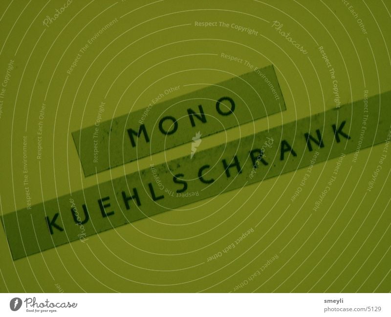 mono kuehlschrank Kühlschrank Etikett Fototechnik