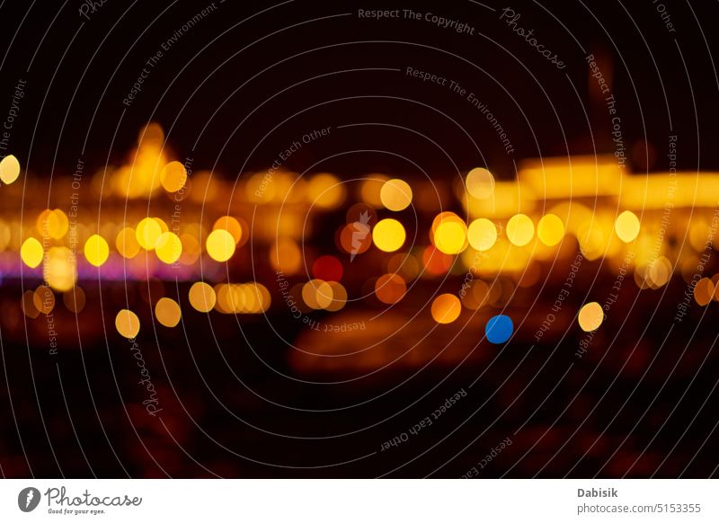 Abstrakte Bokeh-Lichter bei Nacht Unschärfe gelb Hintergrund glühend festlich golden Party abstrakt funkt kreisen Muster Design Kunst Feier Glitter Feiertag