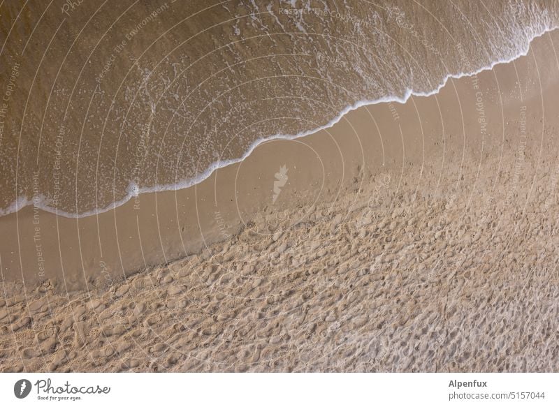 Waterkant Strand Wasserlinie Sand Spuren spuren im sand Ostsee Brandung Meer Fußspur Küste Außenaufnahme Ferien & Urlaub & Reisen Wellen Erholung Farbfoto