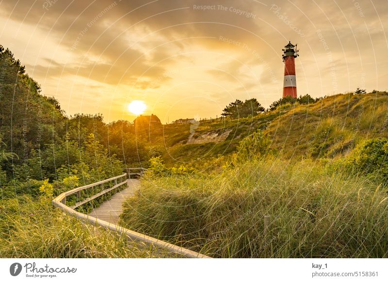 Sonnenuntergang am Leuchtturm in Hörnum (Sylt) Sonnenaufgang warm Abend Landschaft Küste hörnum Abendstimmung Abendsonne friedlich Ruhe Himmel Sonnenlicht Licht