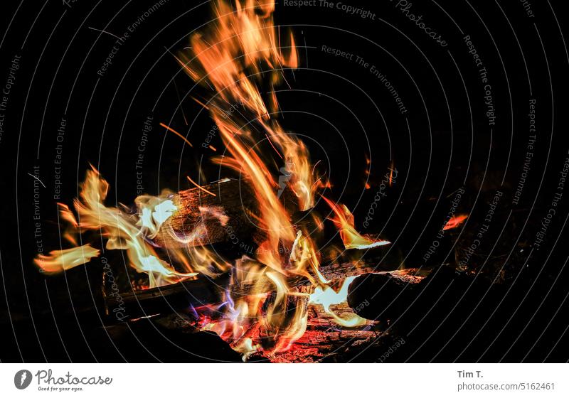 Feuerstelle in der Nacht Brandenburg Flamme Außenaufnahme brennen Wärme Farbfoto Holz Menschenleer Licht orange gelb Glut