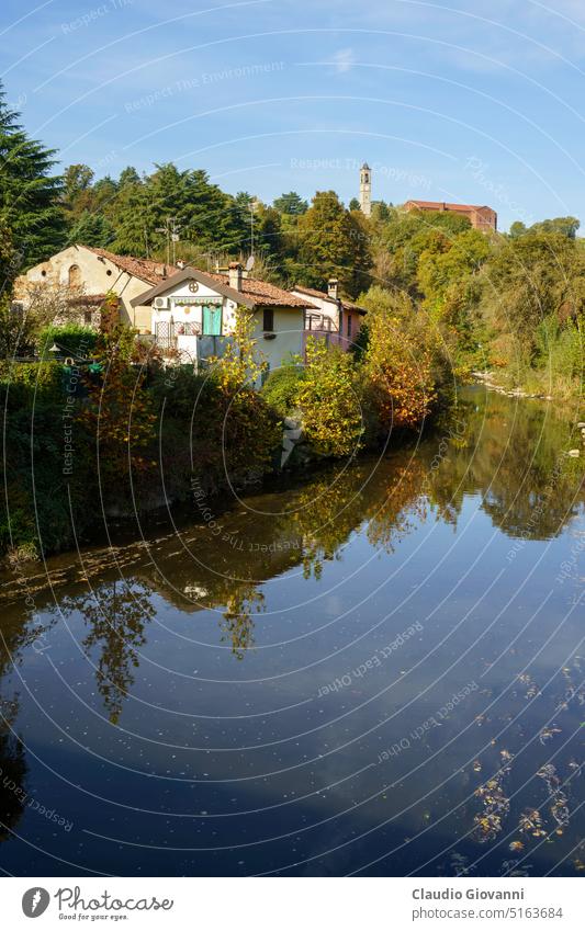 Agliate, altes Dorf in Brianza, Italien Carate Europa Lambro Lombardei Monza antik Architektur Brücke Gebäude Stadtbild Farbe Tag Außenseite historisch Haus