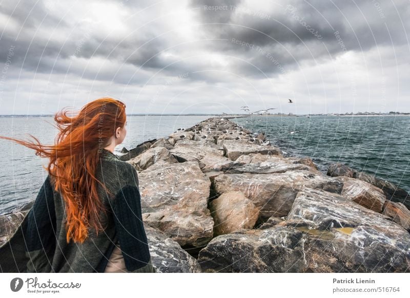 Hide and Seek Mensch feminin Kopf Haare & Frisuren 1 Umwelt Natur Landschaft Pflanze Wolken Klima Klimawandel schlechtes Wetter Wellen Küste Meer beobachten