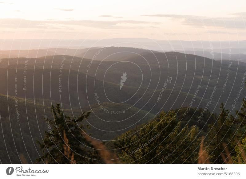 Sonnenuntergang über dem Thüringer Wald Berge Gebirge wandern Natur Außenaufnahme Landschaft Ferien & Urlaub & Reisen Berge u. Gebirge Ausflug Mittelgebirge