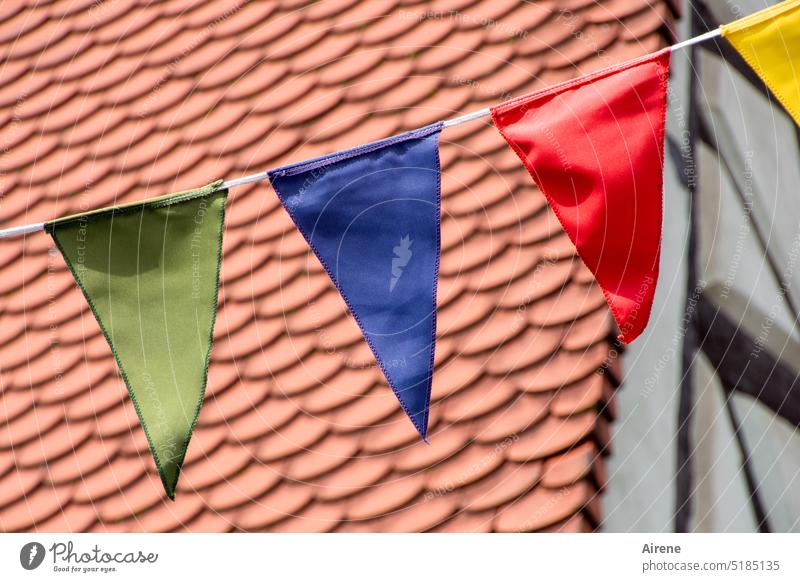 Wir lassen uns das Feiern nicht verbieten I Wimpelkette Girlande Fahne mehrfarbig Stoff Feste & Feiern Dekoration & Verzierung Straßenfest bunt Fahnen Fähnchen