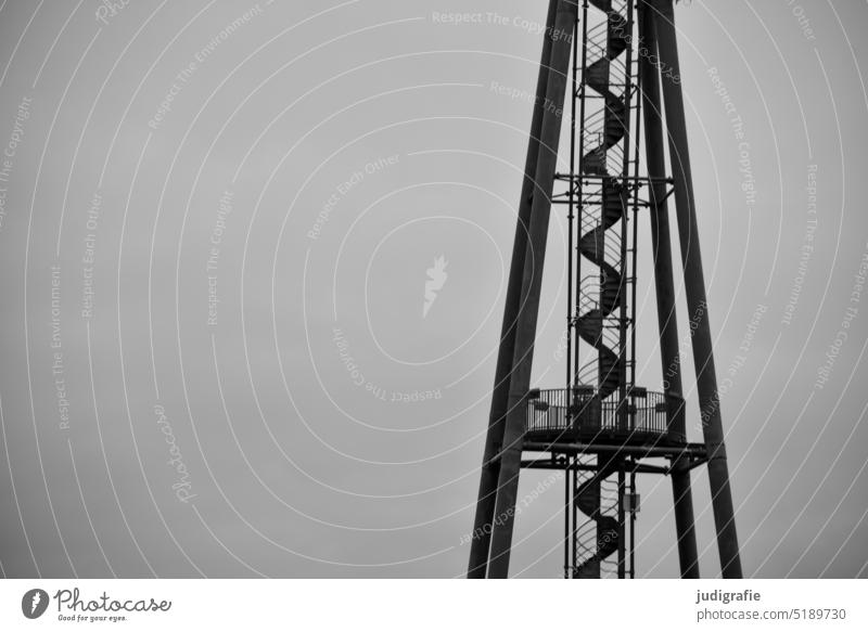 Eckwarderhörne Leuchtfeuer Oberfeuer Leuchtturm Treppe Konstruktion Turm Küste Wendeltreppe Landschaft stufen Himmel Kontrast maritim nautisch eckwarderhörne