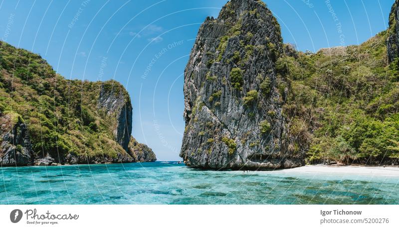 Wide panoramic view of Shimizu Island, Bacuit Archipelago, El Nido, Palawan, Philippines, Asia philippines island asia palawan nido archipelago bacuit shimizu