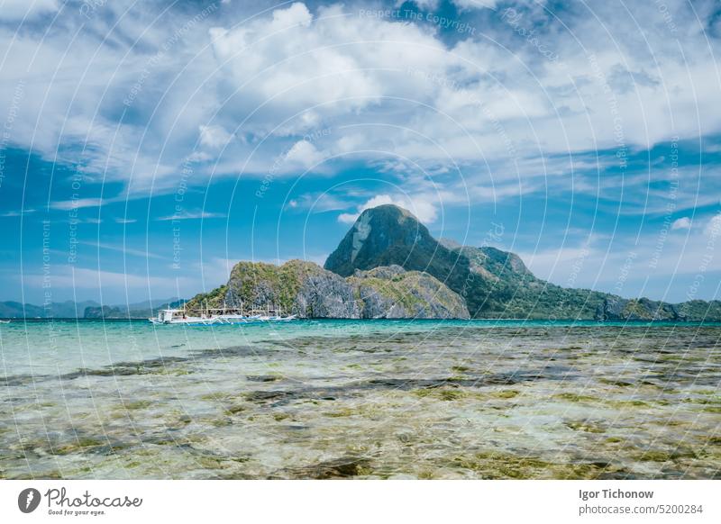 Bucht von El Nido, Insel Cadlao und blaue Lagune, Palawan, Philippinen palawan cadlao Ufer Himmel Meer Natur Landschaft Tourismus Flucht tropisch Küste