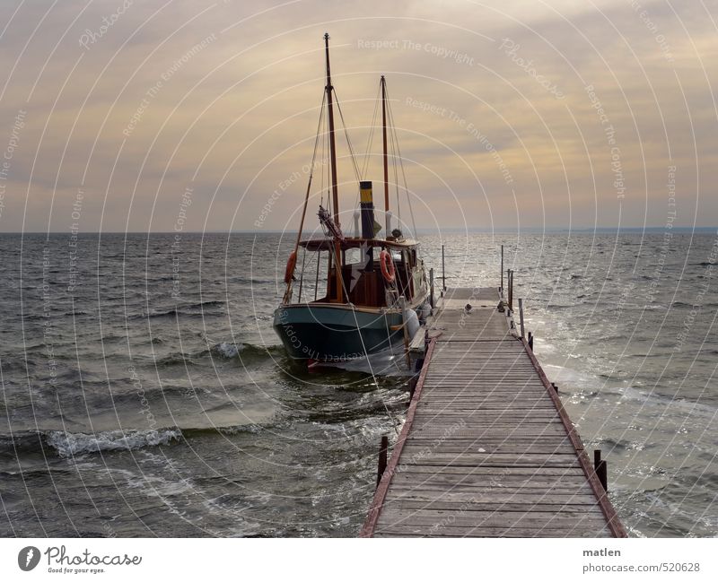 Schaluppe Landschaft Wasser Himmel Wolken Horizont Sonnenaufgang Sonnenuntergang Herbst schlechtes Wetter Wellen Küste Meer Schifffahrt Dampfschiff Jacht Seil