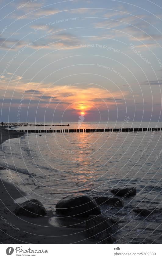 Sanfter Tagesausklang in Pastell | Sonnenuntergang an der Ostsee. Am Meer Ferien & Urlaub & Reisen Strand Küste Wasser Natur Himmel Sand Sommer Tourismus