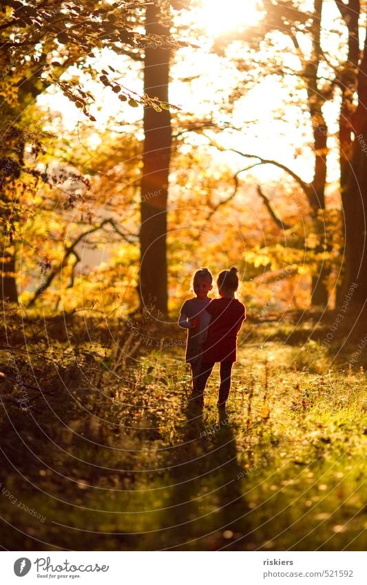 just stop the time Mensch Kind Mädchen Geschwister Schwester Kindheit 2 3-8 Jahre Natur Sonne Sonnenaufgang Sonnenuntergang Sonnenlicht Sommer Herbst