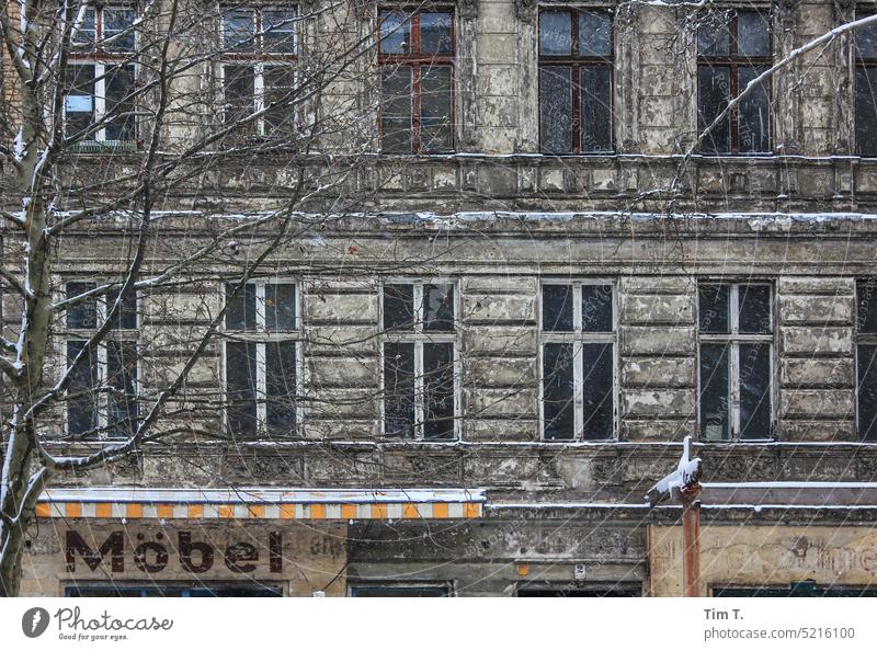 Prenzlauer Berg Möbel Berlin Fassade unsaniert Oderbergerstraße Winter Fenster Haus Architektur Stadtzentrum Altbau Tag Hauptstadt Altstadt Bauwerk Gebäude