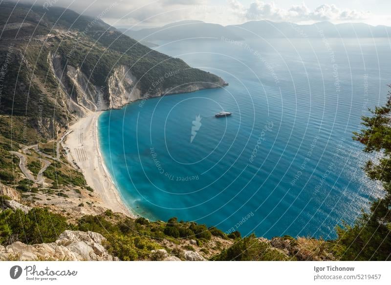 Griechenland, Insel Kefalonia, Strand Myrtos MEER Ansicht ionisch myrtos Landschaft blau reisen idyllisch Wasser Ausflugsziel türkis malerisch Urlaub Küste