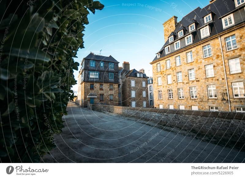 Haus mit Mauer und Hecke Stadt Frankreich reisen Tourismus Bretagne Ferien & Urlaub & Reisen Landschaft Außenaufnahme Himmel Saint-Malo Wolken Wahrzeichen