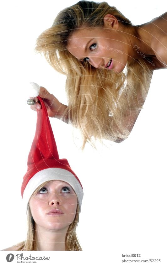 santa´s little helpers Nikolausmütze Frau Quaste Weihnachtsmann Locken Glocke Weihnachten & Advent rot Winter blond Schweben schön weiß purpur Luft feminin