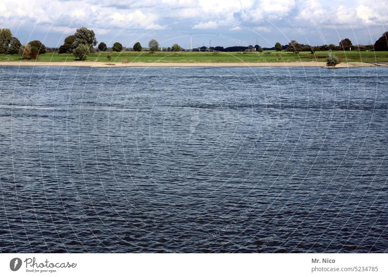 NiederRhein Fluss Landschaft Wasser Flussufer flussabwärts Flusslandschaft Umwelt Natur Niederrhein Nordrhein-Westfalen Wasserstraße Deutschland