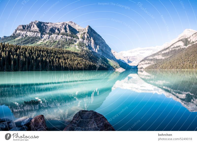 innere ruhe Lake Louise Alberta Abenteuer Freiheit See Landschaft Berge u. Gebirge Kanada Außenaufnahme Natur Rocky Mountains Nordamerika Farbfoto fantastisch