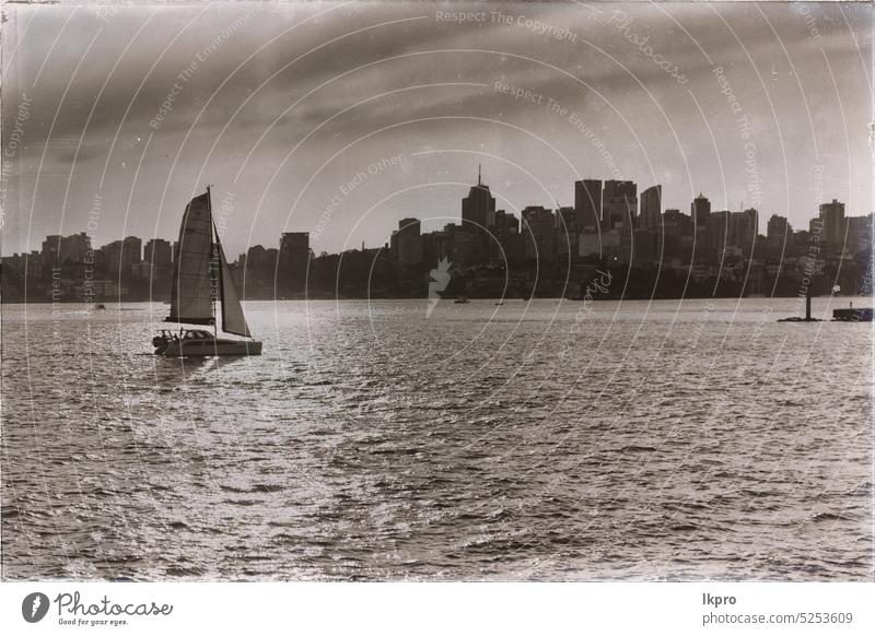 der Sonnenaufgang in der Bucht und die Yacht Sonnenuntergang Sydney Skyline reisen Australien Himmel Landschaft MEER Reflexion & Spiegelung Meer Segel Großstadt