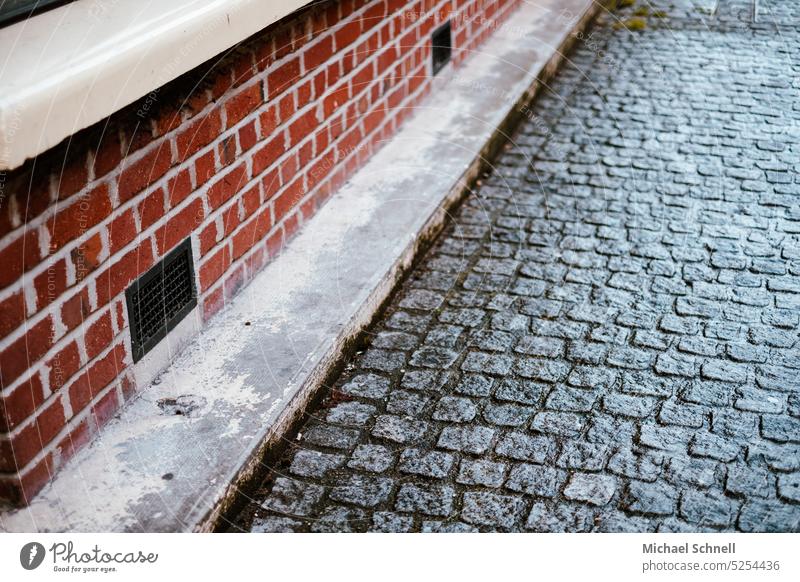 Holpriges Kopfsteinpflaster Kopfsteinpflasterstraße Straße Stein Pflastersteine Wege & Pfade Verkehrswege holprig Bürgersteig Straßenbelag Strukturen & Formen