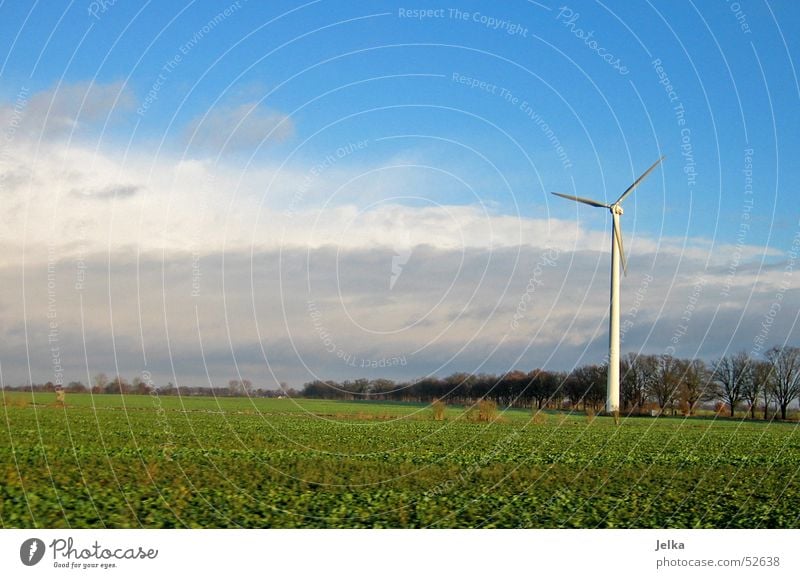 Brandenburg Windkraftanlage Himmel Wolken Gras Wiese Feld Fernweh Stromkraftwerke landscaft landscape field fields clouds sky Farbfoto