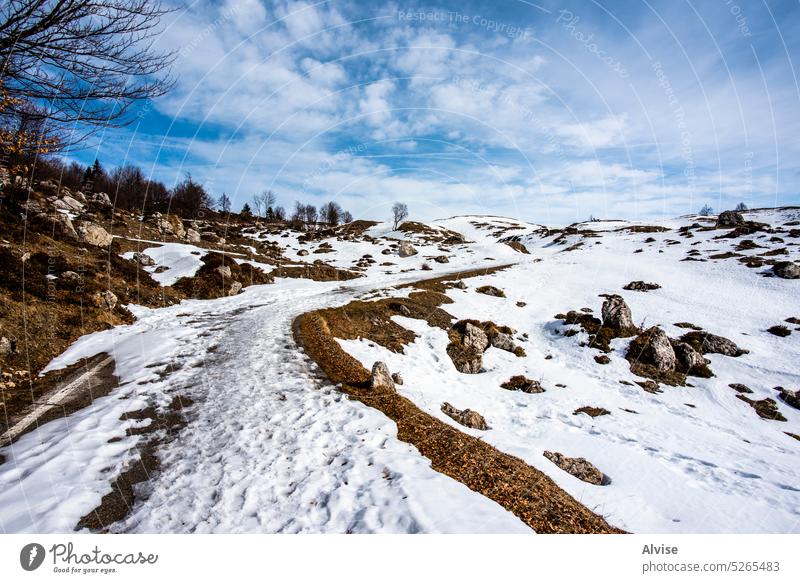 2023 02 18 Campogrosso schneebedeckte Straße 3 Natur Schnee Landschaft Berge u. Gebirge Hintergrund blau reisen Himmel weiß im Freien kalt Winter schön Wald