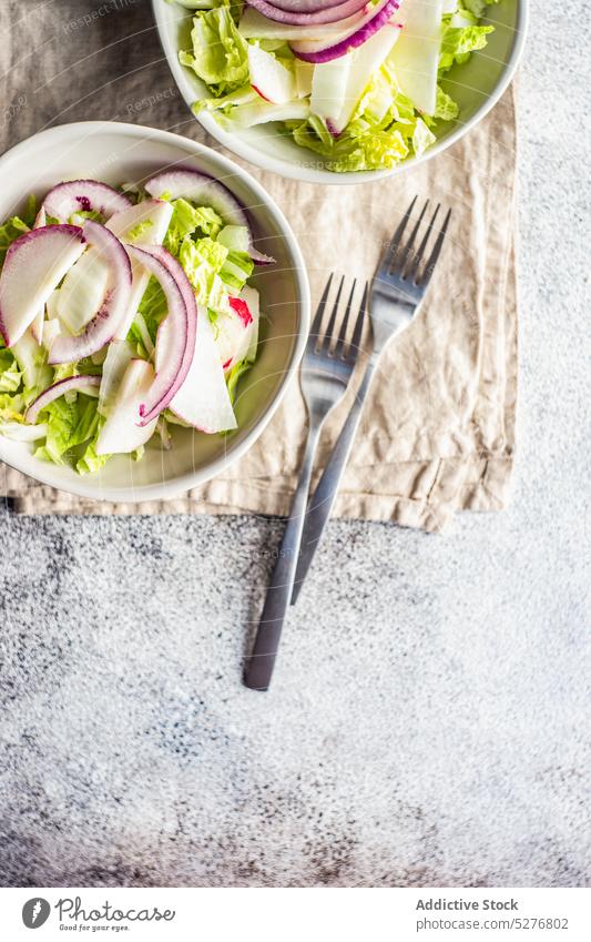 Gesunde Gemüseschale Hintergrund Schalen & Schüsseln Kohlgewächse Diät essen Essen Lebensmittel Gabel frisch Feinschmecker grau Gesundheit Bestandteil Keton