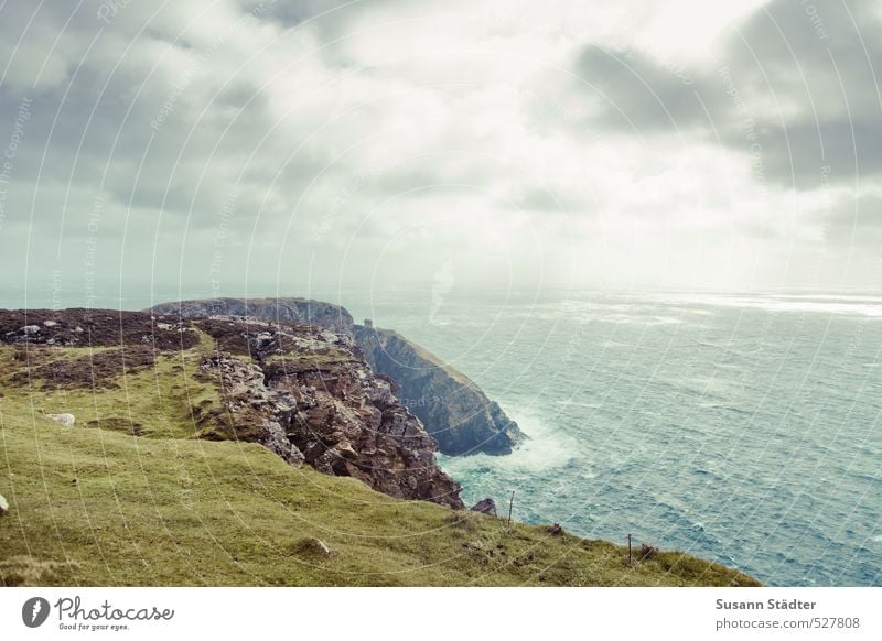 irres irland Ferne Himmel Wolken Herbst Klima Gras Grünpflanze Wellen Küste Meer Insel wild Republik Irland slieve league Klippe Atlantik Wiese rau mehrfarbig